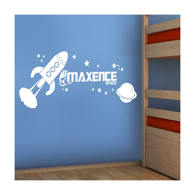 Sticker prénom personnalisé thème espace