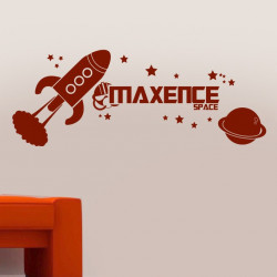 Sticker prénom personnalisé thème espace