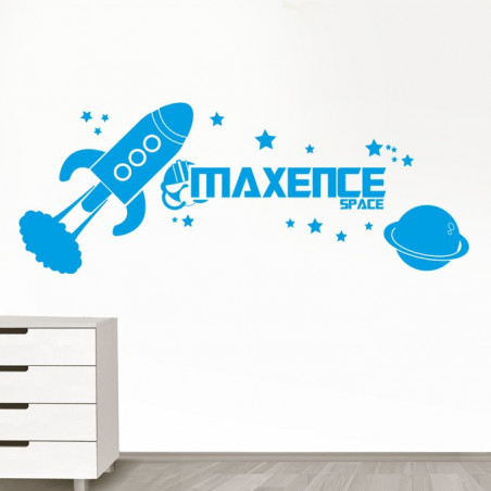 Sticker prénom personnalisé thème espace