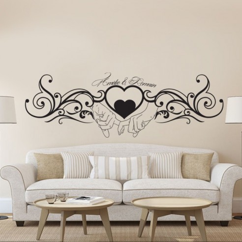 Stickers couple tête de lit personnalisé