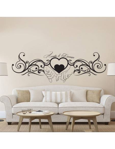 Stickers couple tête de lit personnalisé