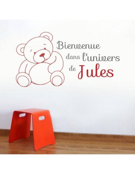 Sticker Ourson à personnaliser - Décoration Nounours pour chambre enfant