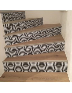 Stickers contremarches d'escaliers lignes vague