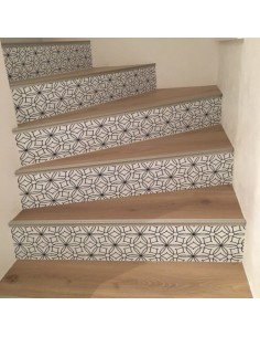 Stickers contremarches d'escaliers motif rosace