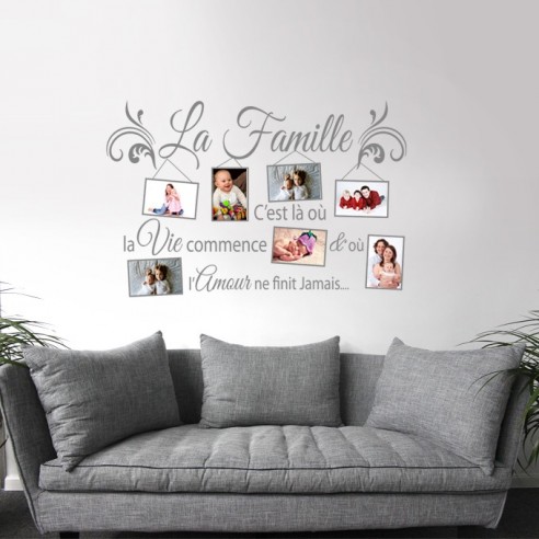 Sticker cadre photo la famille c'est la ou la vie commence
