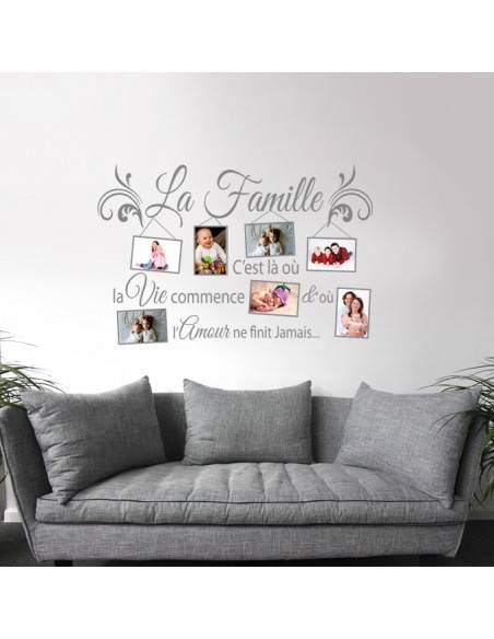 Sticker cadre photo la famille c'est la ou la vie commence