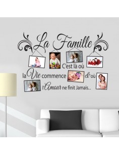 Sticker cadre photo la famille c'est la ou la vie commence
