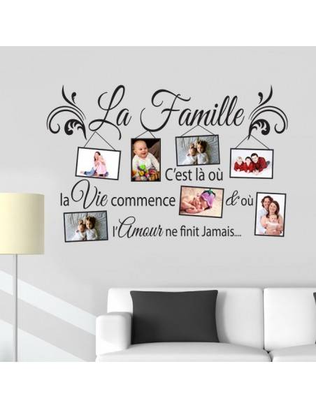 Sticker cadre photo la famille c'est la ou la vie commence