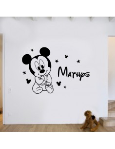 Sticker bébé Mickey avec prénom 2