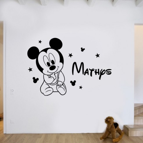 Sticker bébé Mickey avec prénom