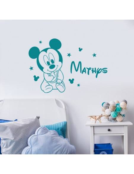 Sticker bébé Mickey avec prénom