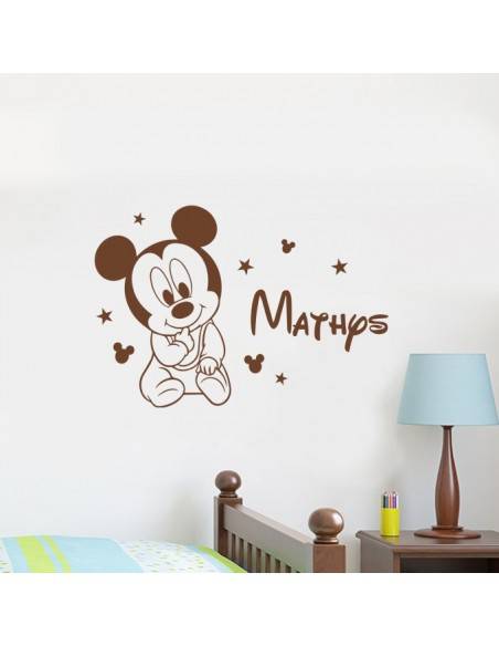 Sticker bébé Mickey avec prénom