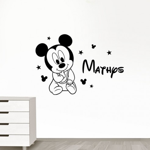 Sticker bébé Mickey avec prénom