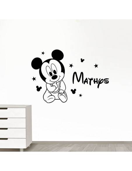 Sticker bébé Mickey avec prénom