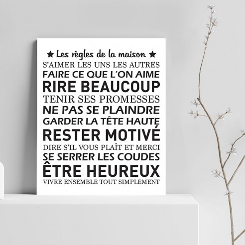 Tableau les règles de la maison