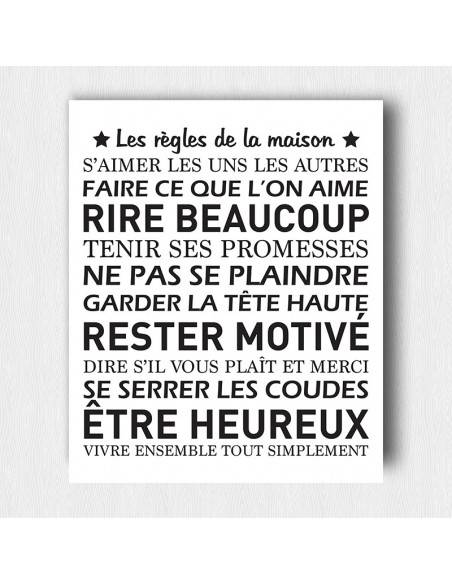 Tableau les règles de la maison