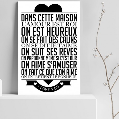 Tableau texte Dans cette maison