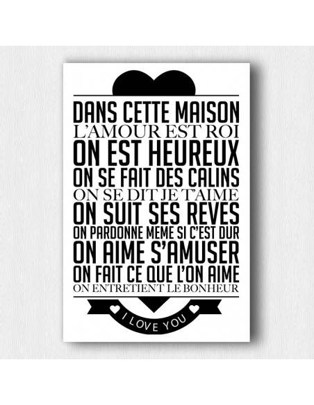 Tableau texte Dans cette maison