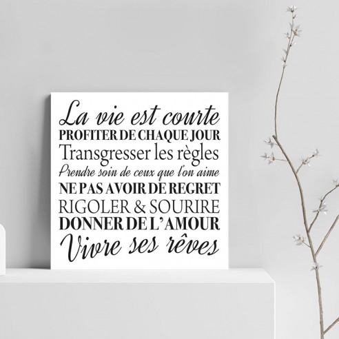 Tableau la vie est courte