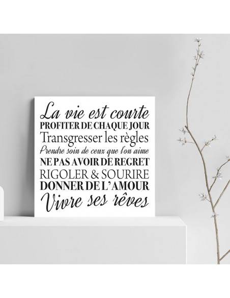 Tableau la vie est courte