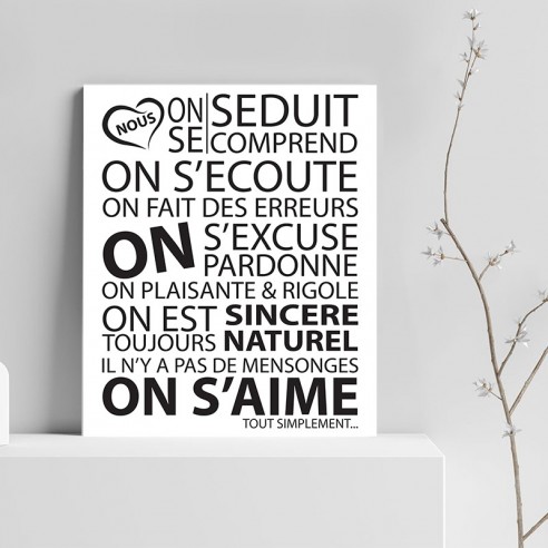 Tableau texte d'amour