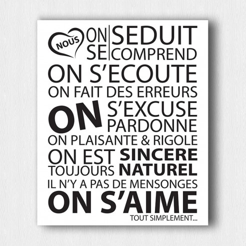 Tableau texte d'amour