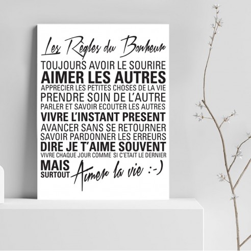 Tableau les règles du bonheur