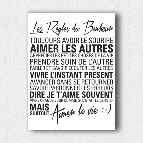 Tableau les règles du bonheur