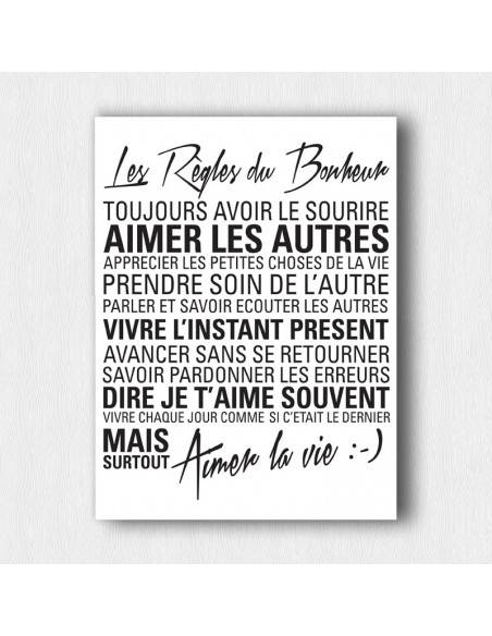 Tableau les règles du bonheur