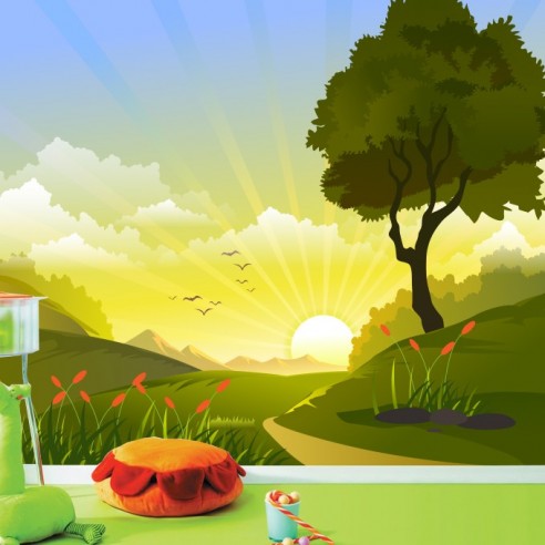 Sticker fresque murale paysage