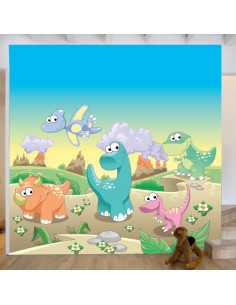 Sticker fresque murale dinosaures