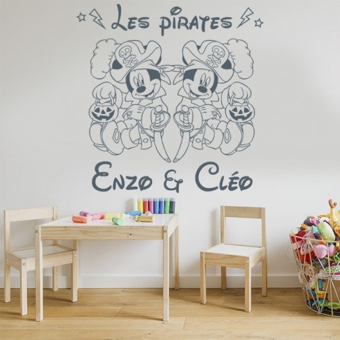 Sticker pirates jumeaux garçons avec prénoms