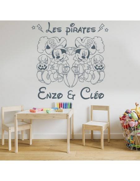 Sticker pirates jumeaux garçons avec prénoms