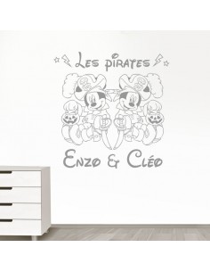 Sticker pirates jumeaux garçons avec prénoms