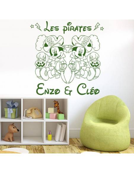 Sticker pirates jumeaux garçons avec prénoms