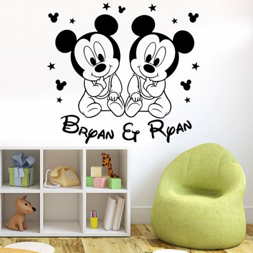 Sticker jumeaux garçons avec prénoms