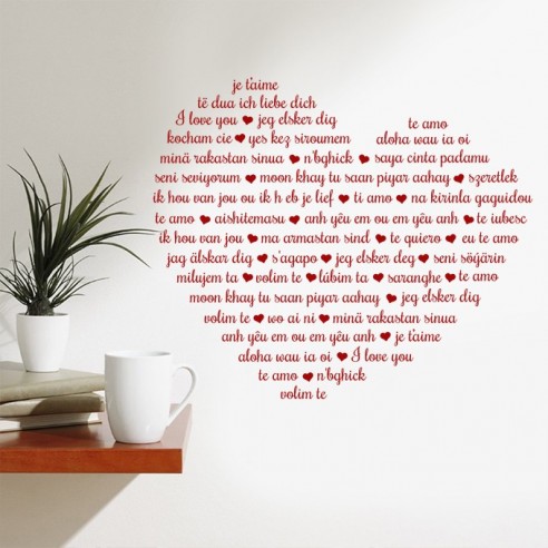 Sticker je t'aime multi-langue