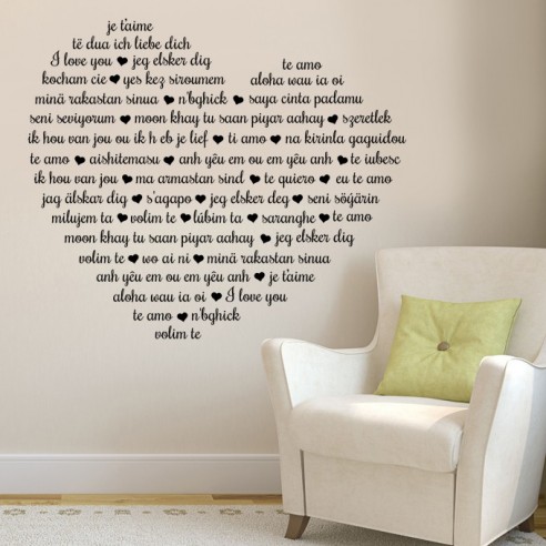 Sticker je t'aime multi-langue