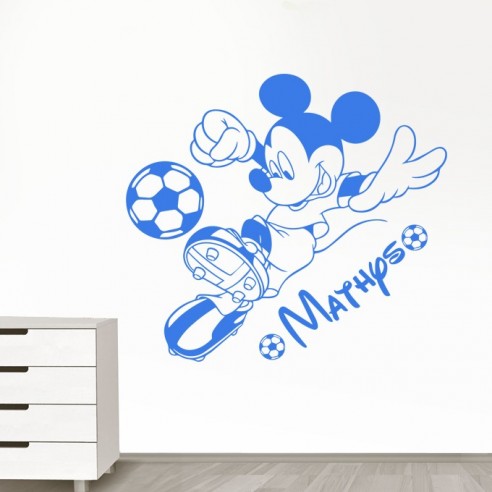 Sticker Mickey football avec prénom