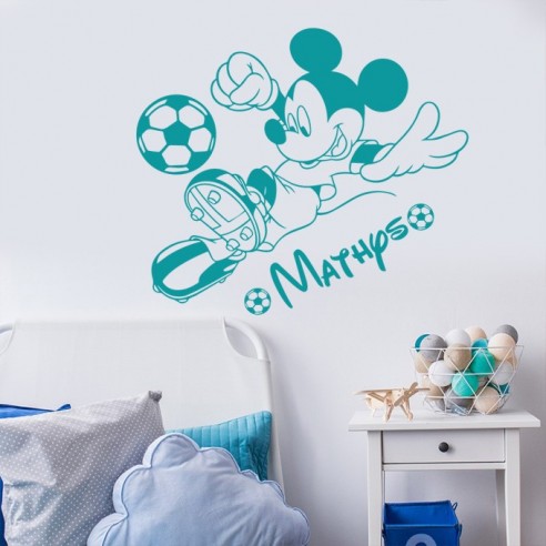 Sticker Mickey football avec prénom