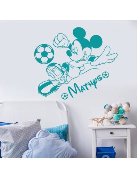 Sticker Mickey football avec prénom