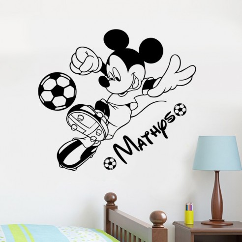 Sticker Mickey football avec prénom