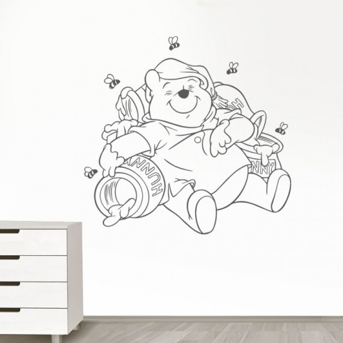 Sticker Winnie l'Ourson et son pot de miel