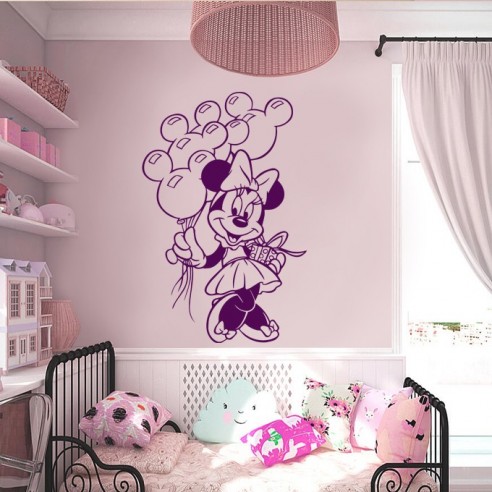 Sticker De Decoration Minnie Avec Ballon En Forme De Tete De Mickey Sticker De Decoration Minnie Avec Ballon En Forme De Tete De Mickey
