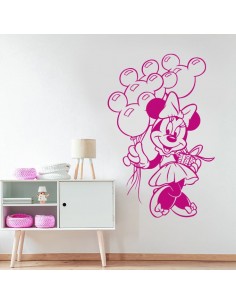 Sticker Minnie avec ballons tête de Mickey
