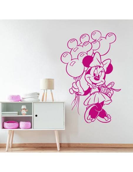 Sticker Minnie avec ballons tête de Mickey