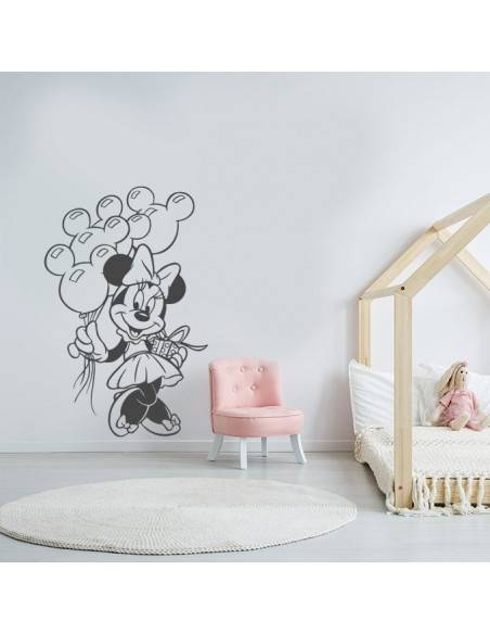 Sticker Minnie avec ballons tête de Mickey