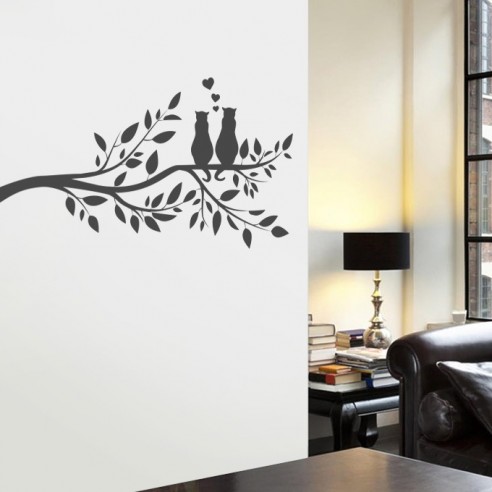 Sticker branche d'arbre avec chats