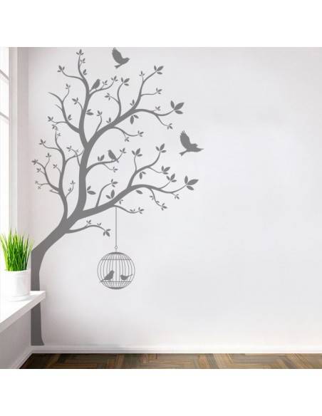 Sticker arbre avec cache à oiseaux