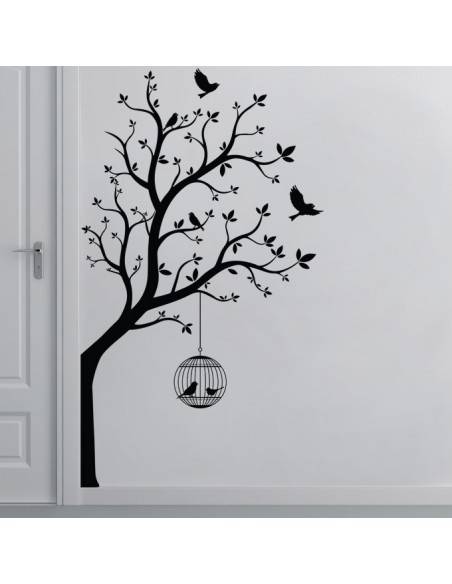 Sticker arbre avec cache à oiseaux